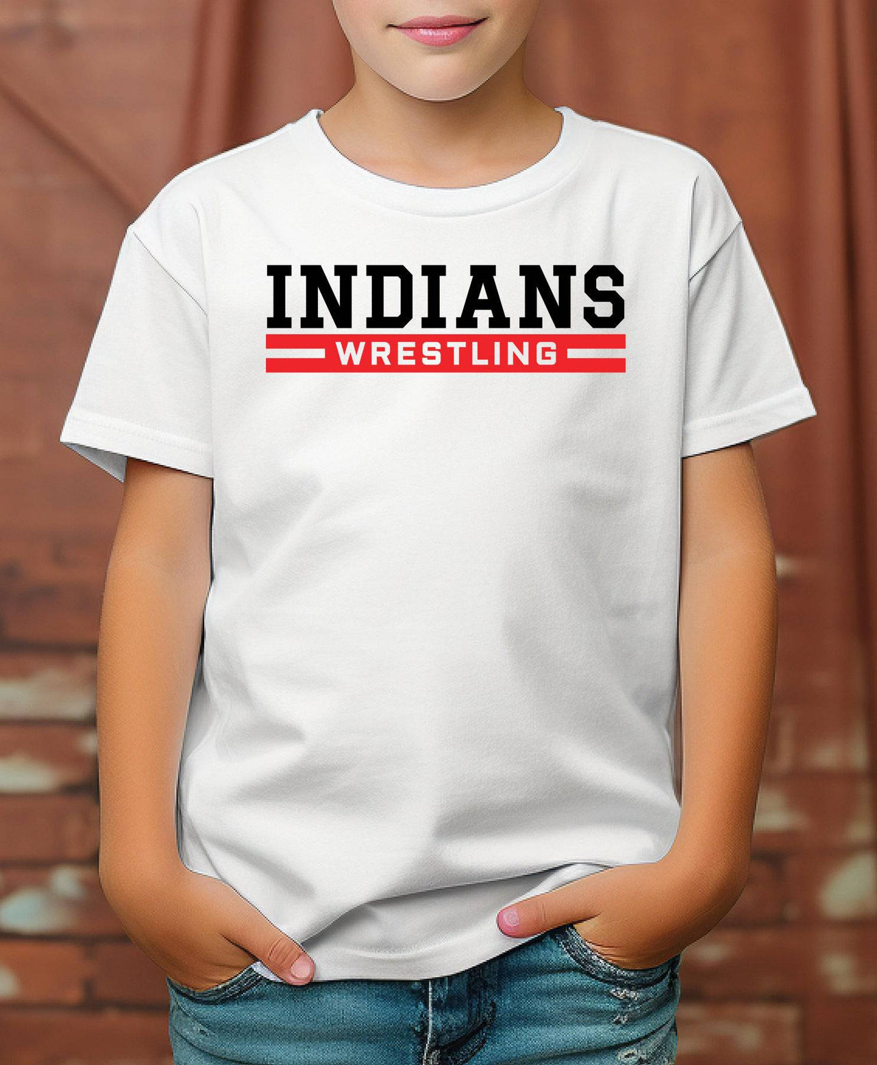 Indians Wrestling Adult or Youth Cotton T-Shirt