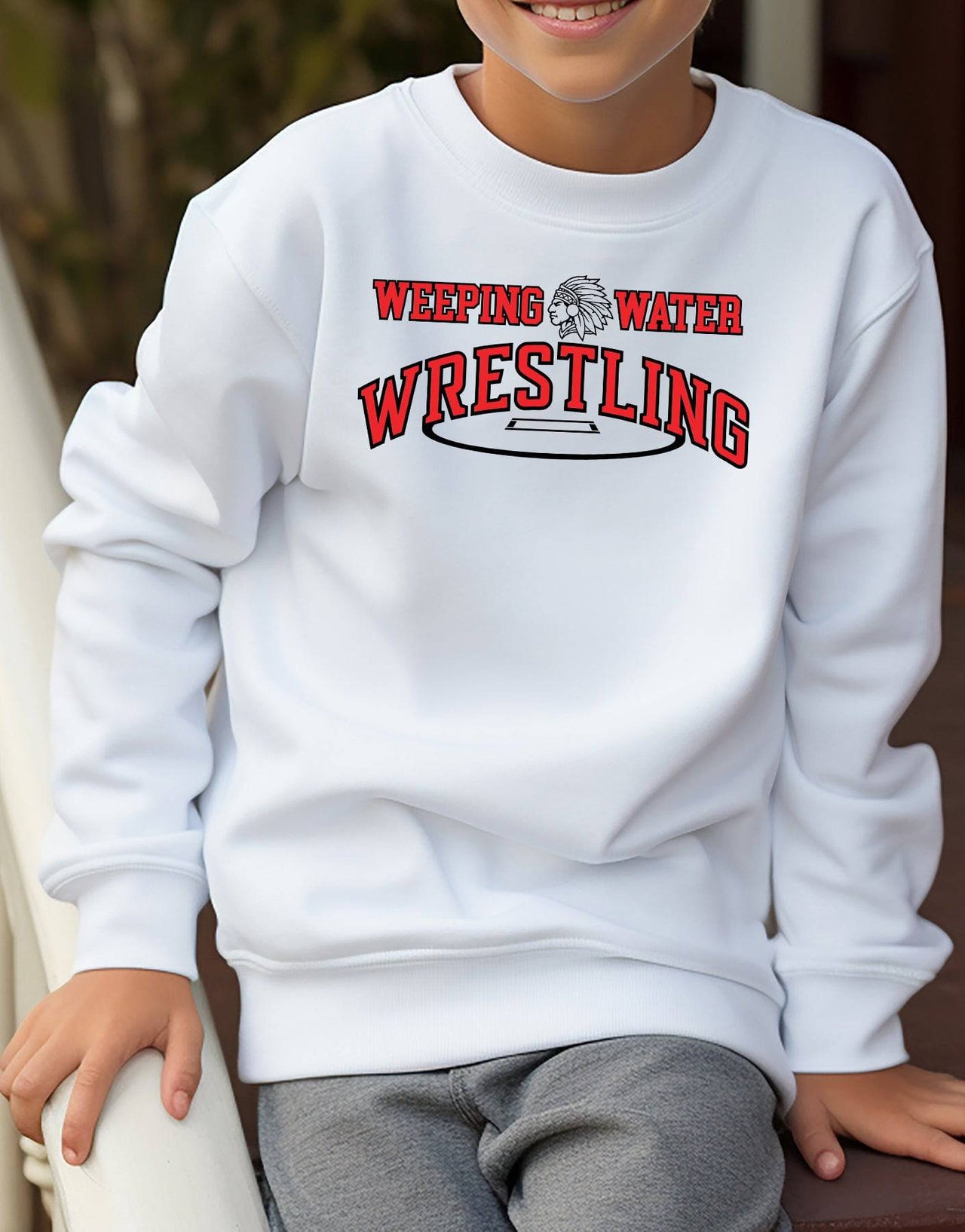 Weeping Water Wrestling Adult or Youth Cotton Crewneck Sweatshirt