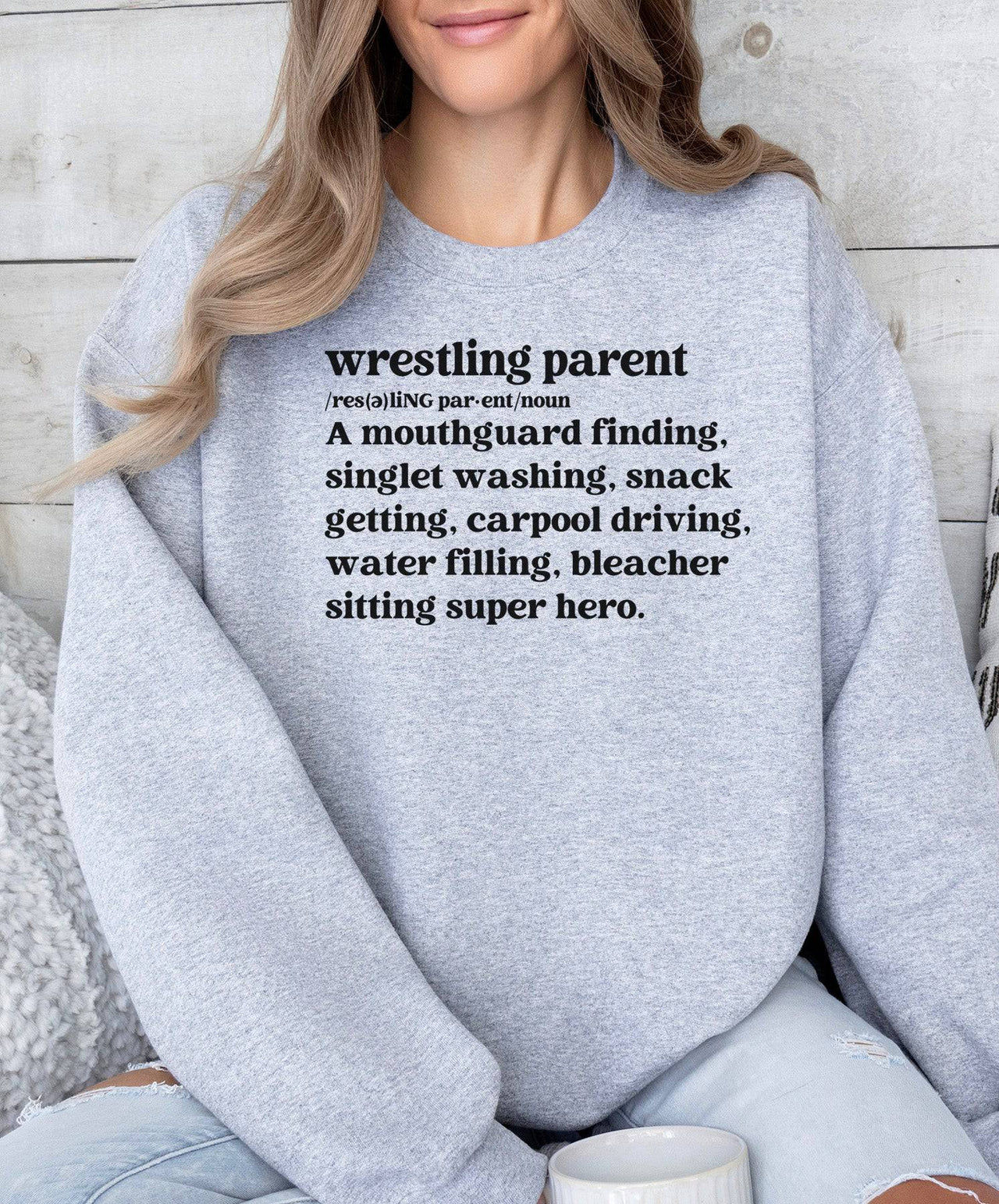 Wrestling Parent Definition Adult Cotton Crewneck Sweatshirt