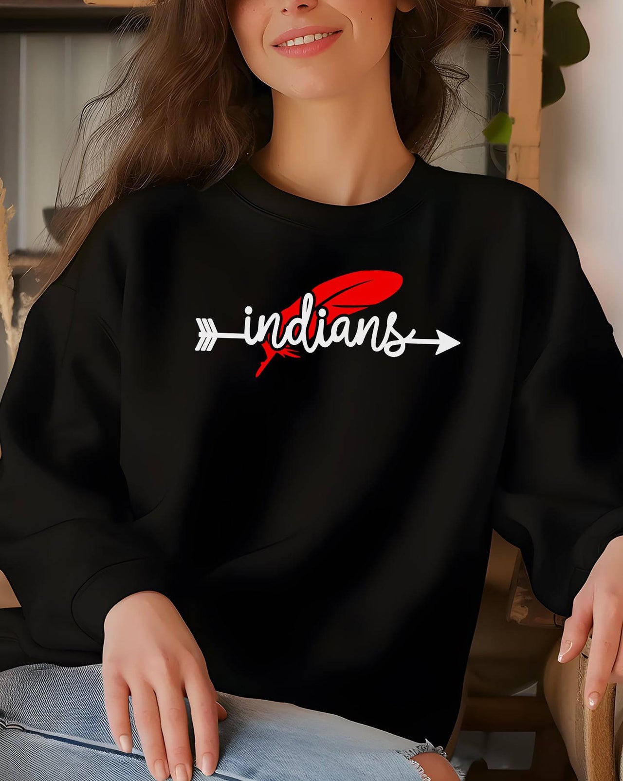 Weeping Water Indians Feather Adult/Youth Cotton Crewneck Sweatshirt - Cryin Creek