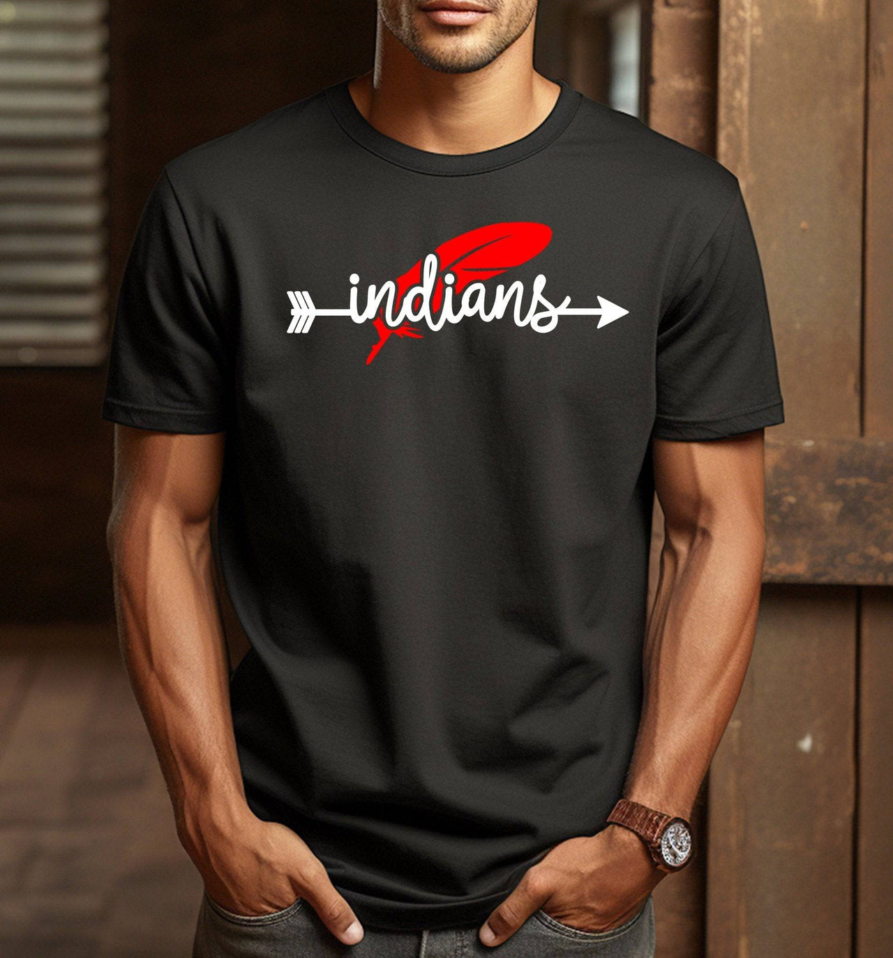 Weeping Water Indians Feather Adult/Youth Cotton Unisex Tee - Cryin Creek