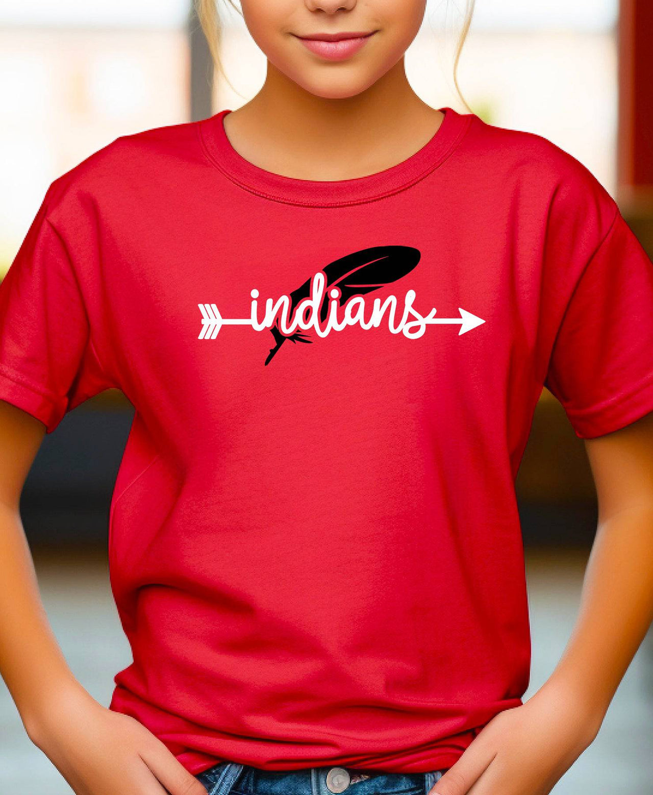 Weeping Water Indians Feather Adult/Youth Cotton Unisex Tee