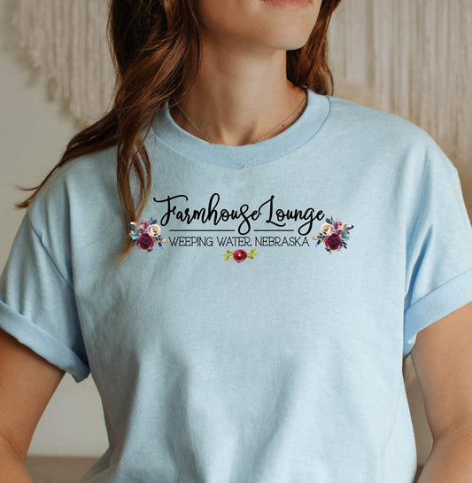 Farmhouse Lounge Chic Floral Logo T-Shirt - Unisex Cotton T-shirt | Cryin Creek