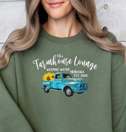 Farmhouse Lounge Rustic Blue Pickup Adult Unisex Crewneck Sweatshirt | Cryin Creek