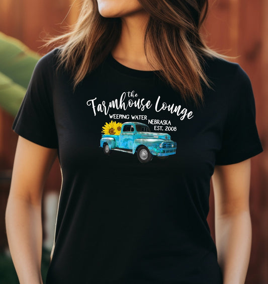 Farmhouse Lounge Rustic Blue Pickup Logo Adult Cotton T-Shirt | Cryin Creek