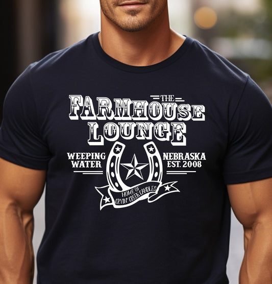 Farmhouse Lounge Saloon-Style Logo T-shirt - Adult Cotton Unisex | Cryin Creek