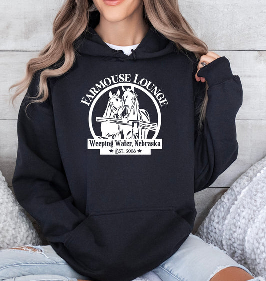 Farmhouse Lounge Vintage Horse Logo Adult Hooded Sweatshirt | Cryin Creek