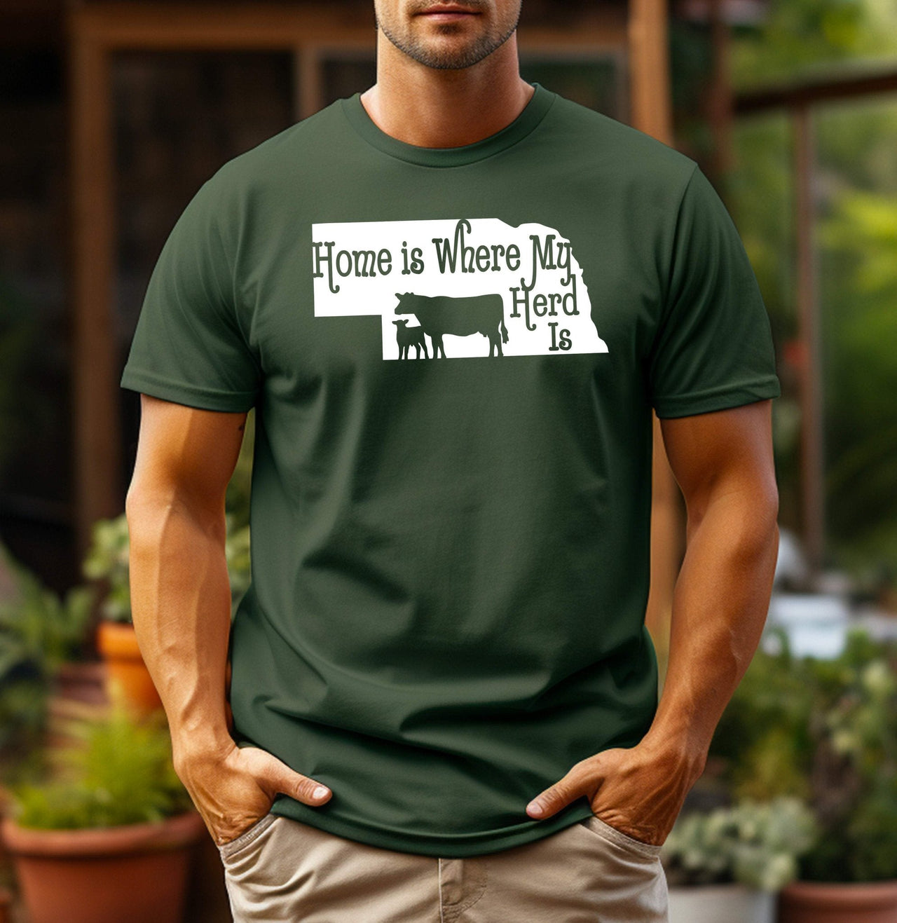 Nebraska Home is Where My Herd Is Adult Cotton Unisex T-Shirt - 0