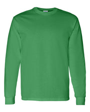 Irish Green Simple Merry Christmas Trees Long Sleeve T-Shirt | Minimalist Festive Holiday Tee