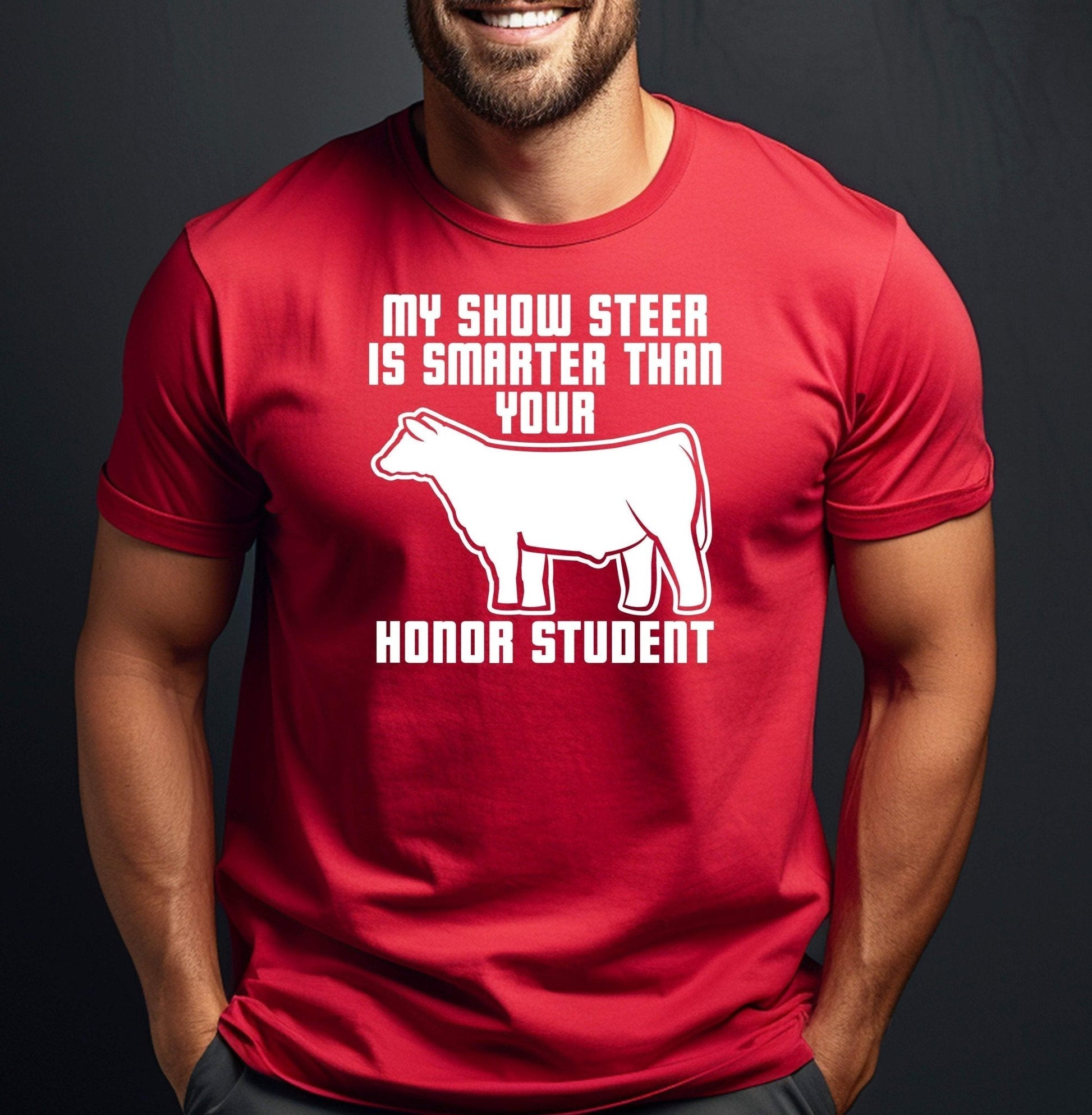 My Show Steer is Smarter Than Your Honor Student Adult/Youth Cotton T-Shirt | Cryin Creek