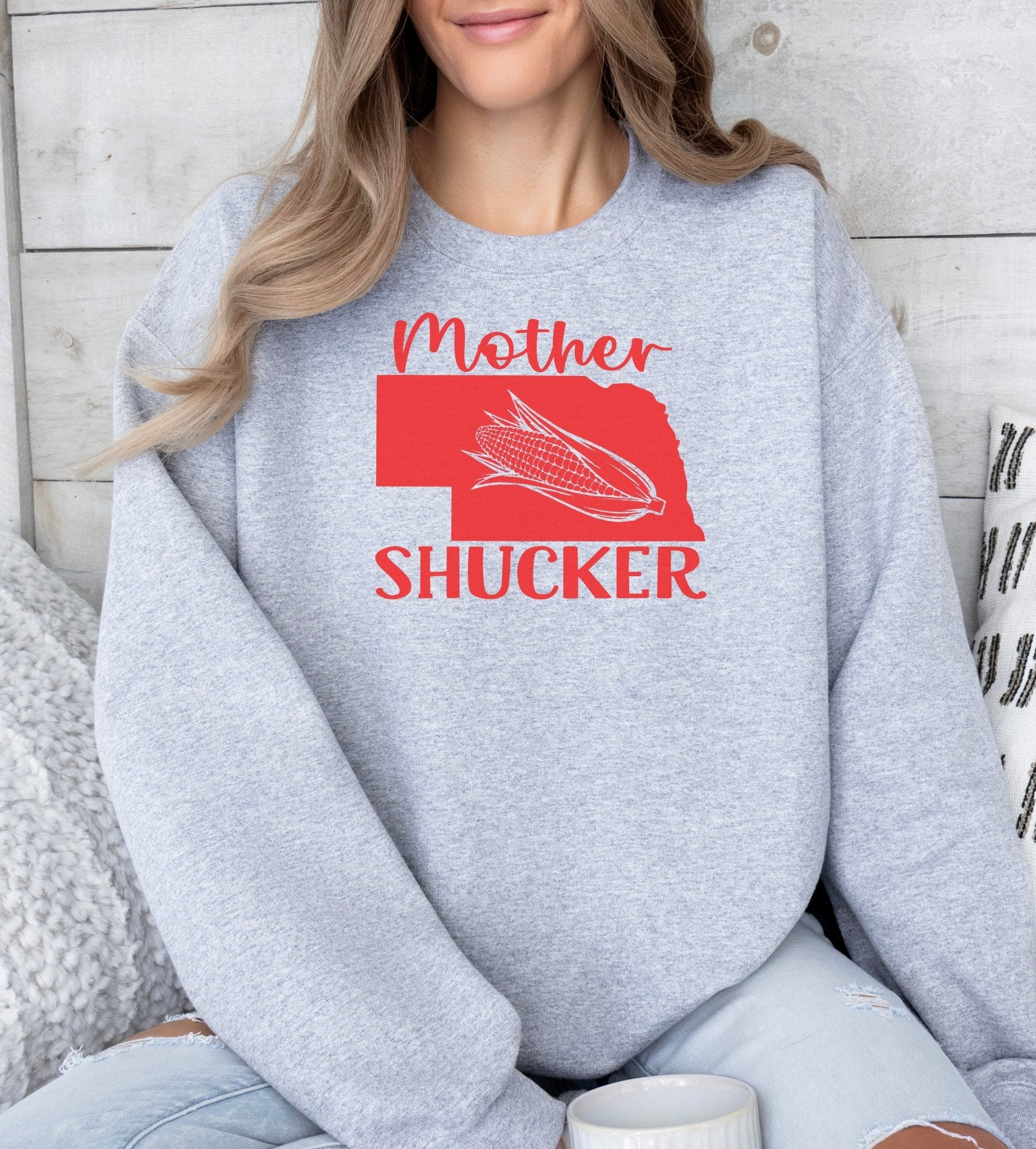 Nebraska Mother Shucker Adult Cotton Crewneck Sweatshirt - 2