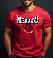 Red Nebraska Volleyball Graphic T-Shirt