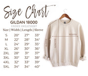 Size chart for sweatshirt with Win or Lose We Booze design