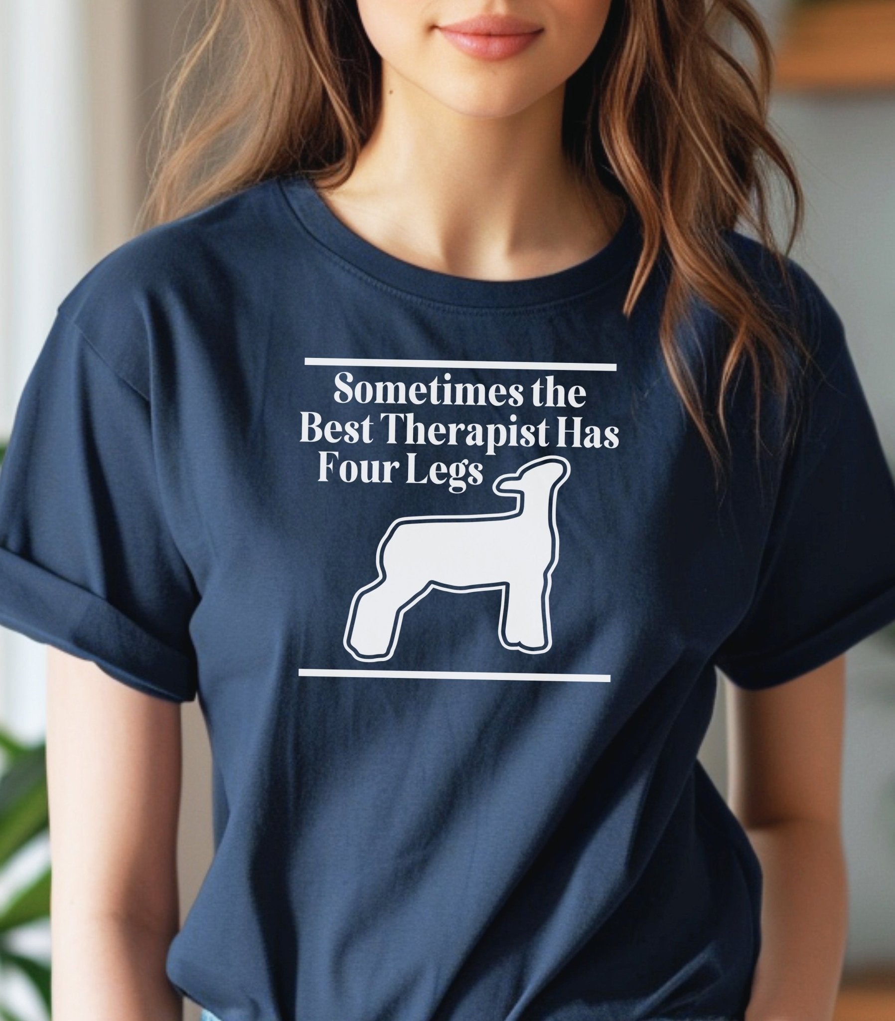 Sometimes the Best Therapist Has 4 Legs Adult/Youth Cotton T-Shirt - 1