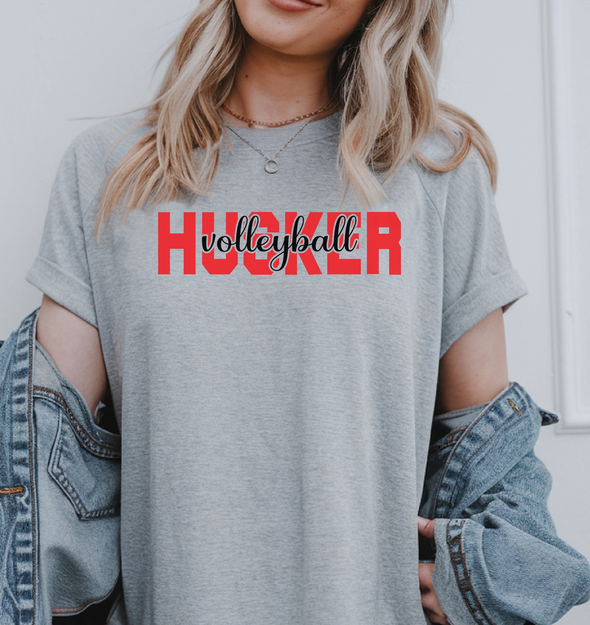 Sport Grey Nebraska Volleyball Block & Script T-Shirt